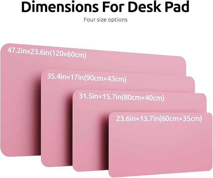 YSAGi Leather Desk Pad Protector, Large Mouse Pad, Non-Slip PU Leather Desk Blotter, Laptop Desk Pad/Mat, Waterproof Writing Pad for Office and Home (23.6" x 13.8", Pink)