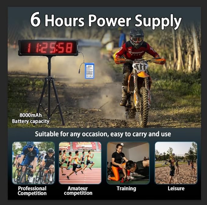 Race Clock with Tripod for Running Events, Large LED Stopwatch with Remote,Countdown/Count up Gym Timer for Home,Wall Digital Time Clocks