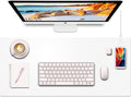 Desk Mat with Wireless Charging, White Mouse Pad with Wireless Charger, Desk Pad Matt for Desktop, Mousepad Gaming Large Mouse Pad, Leather Compute for Keyboard and Mouse, 32" x 16"