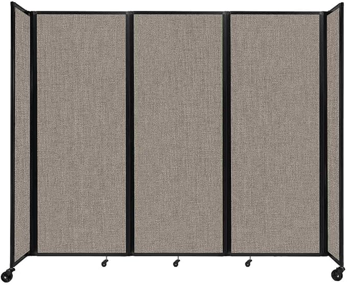 Versare Room Divider 360 Portable Wall Partition | Folding Panels | Large Freestanding Divider | Locking Wheels | Temporary Room Separator