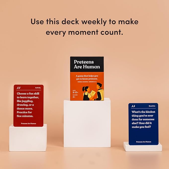 Preteens are Human | 140 Conversation Cards to Help You Get to Know Preteens | Card Game for Middle School Preteens | Designed by Experts for Grades 6-8 | Ages 11-13+