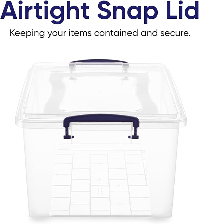 Superio Storage Bins with Lids, Clear Plastic Containers for Organizing, Stackable Totes, BPA Free, Odor Free, Organizer Boxes for Home, and Dorm (2 Pack, 28.5 Qt)