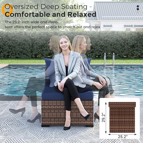 Outdoor Furniture 8-Piece Wicker Patio Set with 44" Fire Pit Table