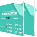 CALPALMY (2 Pack) 1/4" Thick Clear Acrylic Sheets - 16 x 20 Pre-Cut Plexiglass Sheets for Craft Projects, Signs, Display Cases, Sneeze Guard, and More - Cut with Engraver, Power Saw or Hand Tools