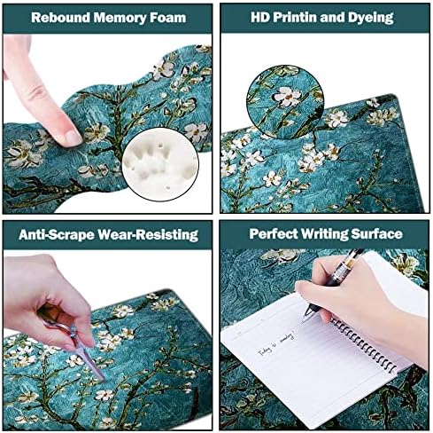 Upgraded Extended Gaming Mouse Pad, Keyboard Wrist Rest Pad, Wrist Support Mousepad Set, Artso Large Stable Rubber Base Stitched Edges, Multifunctional Desk Pad 35 x15.5 in, Blue Van Gogh Painting