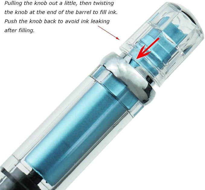 Lanxivi 4 Colors Yongsheng 3008A Fountain Pen Piston Filling Upgraded Fine Nib,Transparent Gold Trim