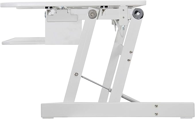 Rocelco 37.5" Deluxe Height Adjustable Standing Desk Converter - Quick Sit Stand Up Dual Monitor Riser - Gas Spring Assist Computer Workstation - Large Retractable Keyboard Tray - White (R DADRW)