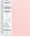 Pastel Pink Spiral Notebook, 1 Subject College Ruled, 10.5 x 8 in, 100 Sheets, 3-Hole Punched Perforated Pages, Flexible Plastic Cover, Double Pocket Folder for School Notes