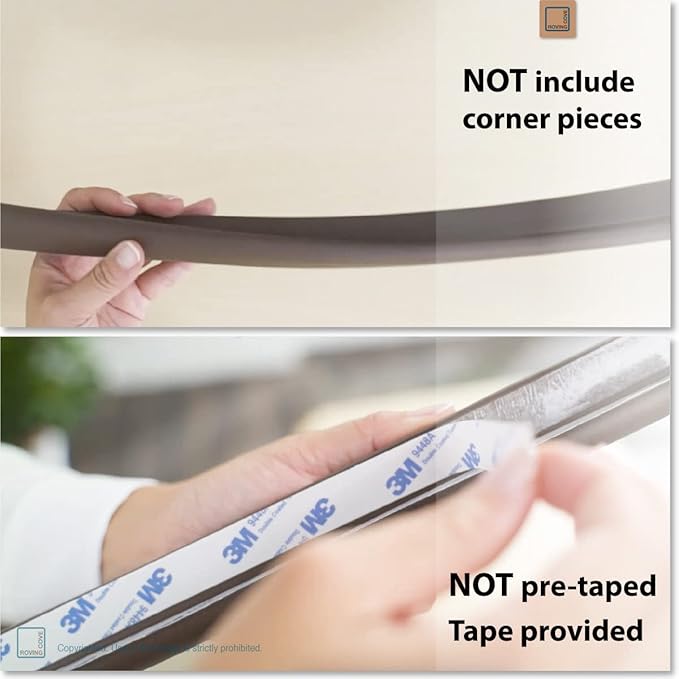 Roving Cove HeftyFit Edge Protector for Baby Proofing (6ft Large Edge Only), Heavy-Duty Soft Rubber Foam Furniture Edge Bumper Guards, Desk Edge Cushion, Wall Corner Covers, 3M Adhesive, Coffee Brown
