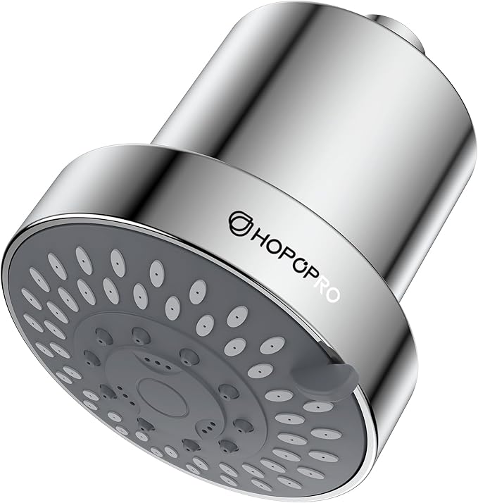 Filtered Shower Head with 5 Modes, HOPOPRO High Pressure Showerhead with Filter, 2-In-1 Fixed Showerhead Filter for Hard Water, Remove 99% Chlorine, Improves Skin Hair Condition (4 Inch Silver)