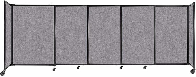 Versare Straightwall Sliding Portable Wall Partition | Freestanding Office Dividers | Locking Wheels | Temporary Room Separator | 11'3'' Wide x 4' Tall Cloud Gray Fabric Panels