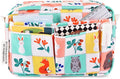 E-WEICHEN Multiple Pockets Portfolio Organizer with Zippered, Makeup Bag Travel Essentials for Women, Simple Waterproof Stationery Pencil Pouch Bag for Journal Office Art Supplies.Grid Cloth