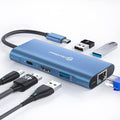 UtechSmart USB C Hub, Ethernet Multiport Adapter 6 in 1 USB C to HDMI Dock Compatible for MacBook Pro/Air, Chromebook, Dell XPS, HP and Type C Devices (Gigabit Ethernet 100W PD 4K HDMI USB 3.0) Blue