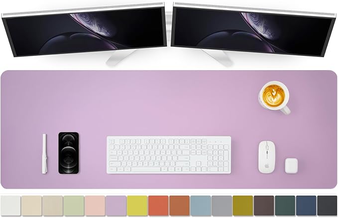 Large Desk Mat - 47.2"x 17" Non-Slip PU Desk Pad for Office and Home - Ideal for Large Mouse Pad and Desk Mats on Top of Desks(Purple)