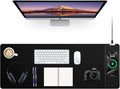 Mouse Pad with Wireless Charging, Black Mousepad Long Desk Mat, Large Gaming Mouse Pad, Soft Mouse Pad Gaming Desk Pad with Non-Slip Rubber Base, Extended Computer Keyboard Mat Office Mice Pad