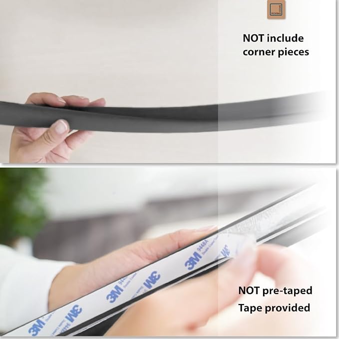 Roving Cove HeftyFit Edge Protector for Baby Proofing (12ft Large Edge Only), Heavy-Duty Soft Rubber Foam Furniture Edge Bumper Guard, Desk Edge Cushion, Wall Corner Covers, 3M Adhesive, Onyx Black