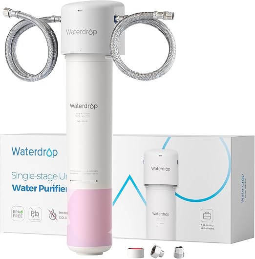 Waterdrop BFU1 Bathroom Sink Filter for Skincare, Strontium-enriched | Reduces 99.9% of Harmful Substance in Bathroom Sink Faucet, Reduces Skin Redness and Irritation, Cold Water Only