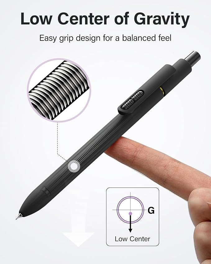 inkipen- 8 Pack Pens, Gel pens Black Ink, Fine Point(0.5mm),Quick-Drying Smooth Writing,School and Office Supplies(black white)
