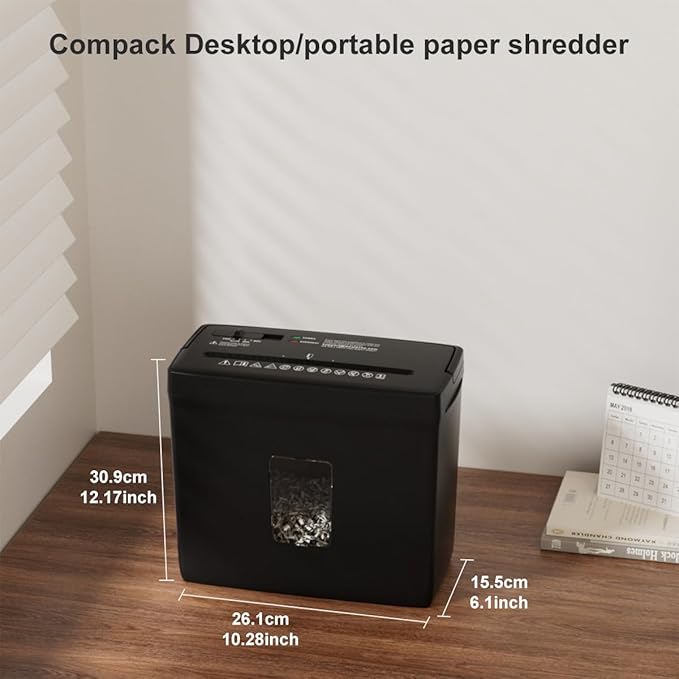 Woolsche Paper Shredder for Home,5 Sheet Desktop Cross Cut with 2.38-Gallon Basket Shredder,P-4 Security Level, 4-Mode Design, Shreds Paper/Credit Card - Durable, with Jam Proof Function for Home