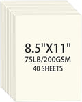 Cream Cardstock 8.5 X 11, 40 Sheets Card Stock, 75lb/ 200gsm Copy Paper, Cardstock Printer Paper For Art, Drawing, Invitations, DIY Cards, Craft, Construction, School & Office Supplies
