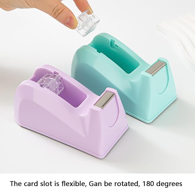 Basics Desktop Tape Dispenser, Office Desk Tape Dispenser, Heavy Duty Desk Accessories Office Tape Dispensers, Weighted Non-Skid Base,Ideal for Home, Office, School, or Business (Purple)