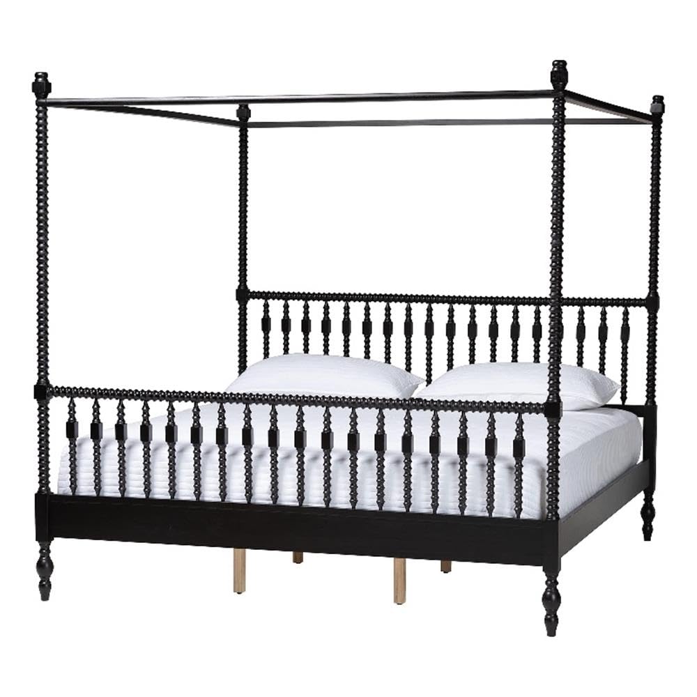 Callison Spindle Canopy Bed Frame with Headboard Black King