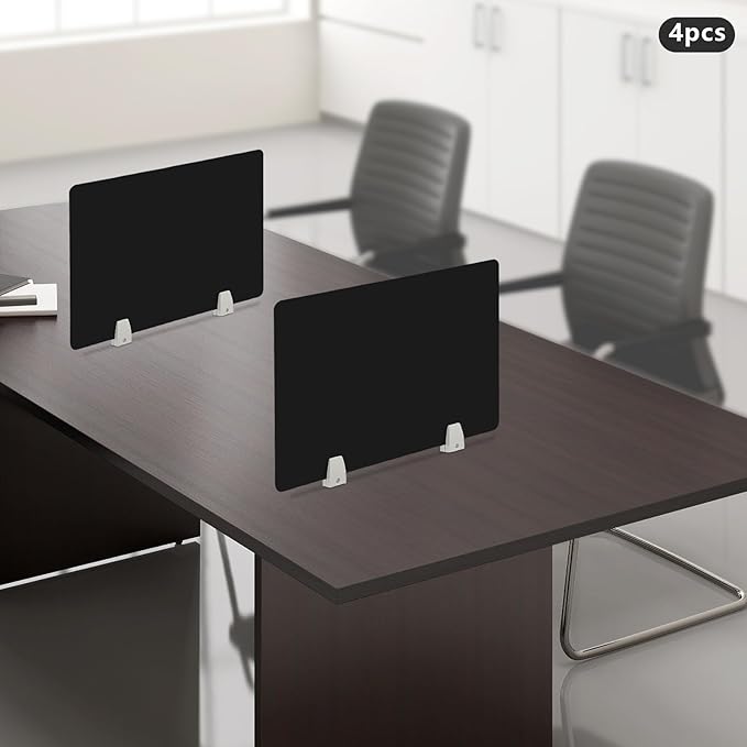 4PCS Desk Dividers Office Partitions, Privacy Desk Panel Protective, Acrylic Plexiglass Shield with Clamps for Offices Schools Call Centers - 23.6”L X15.8”W