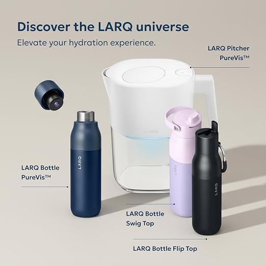 LARQ Water Filter Pitcher, 8-Cup - Removes Lead, PFAS, Chlorine & HAA5 | NSF-tested Nano Zero plant-based filter keeps healthy minerals; BPA-free, fits fridge, 60-gal filter, water jug, Monaco Blue