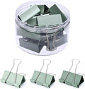 Temiary Aesthetic Binder Clips, Large Metal Binder Clip with Clear Storage Container, Binding Paperwork Clamps for School Teachers Office Supplies (Green 2 Inch, 12P)