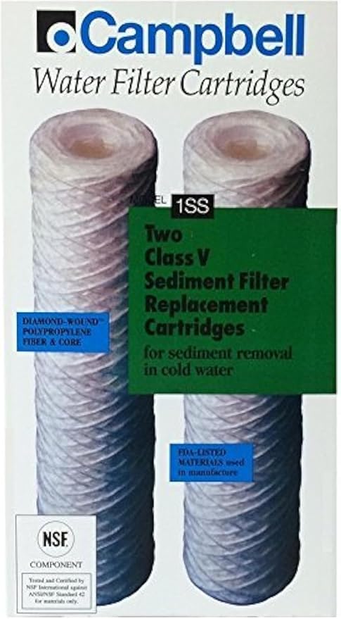 Campbell 1SS Sediment Filter Cartridge, 5 micron, 9-3/4" Length, 2/Box