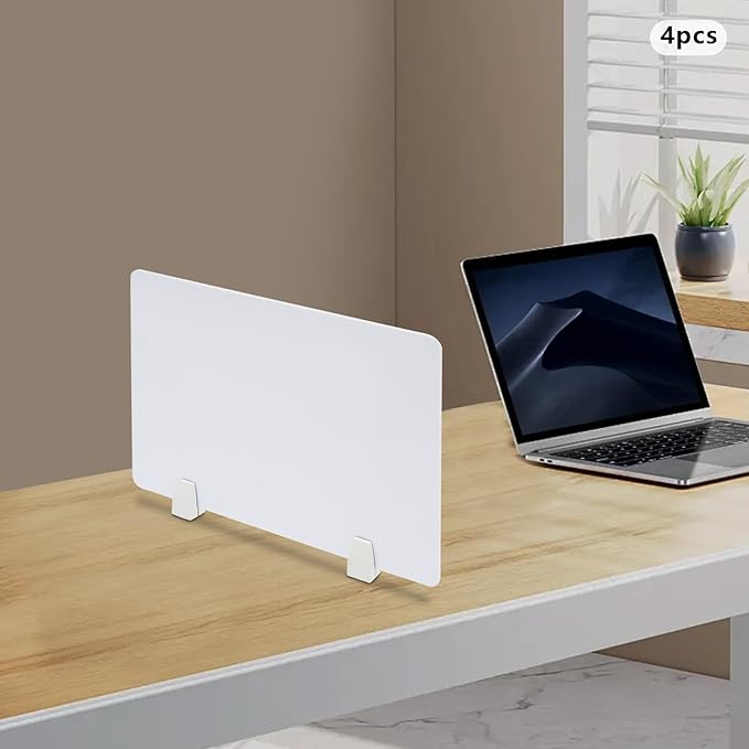4PCS Desk Dividers Office Partitions,Privacy Desk Panel Protective, Frosted Acrylic with Clamps Classroom Privacy Shield for Offices Schools Call Centers 23.62x15.75in (White)