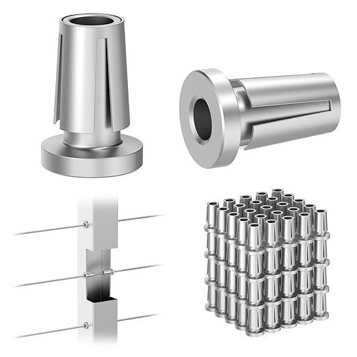 BLIKA Upgraded 100 Pack Stainless Steel Protector Sleeves for 1/8" 5/32" or 3/16" Deck Cable Railing, for Metal Posts, T316 Marine Grade, Cable Railing Protector Sleeves