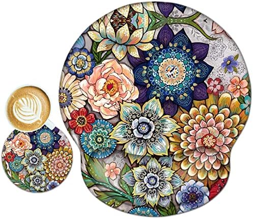 ToLuLu Mouse Pad Wrist Rest Support Gel, Ergonomic Mouse Pads with Non Slip PU Base, Mouse Wrist Rest Pad for Laptop Computer Home Office Working Gaming Pain Relief, Beautiful Flo