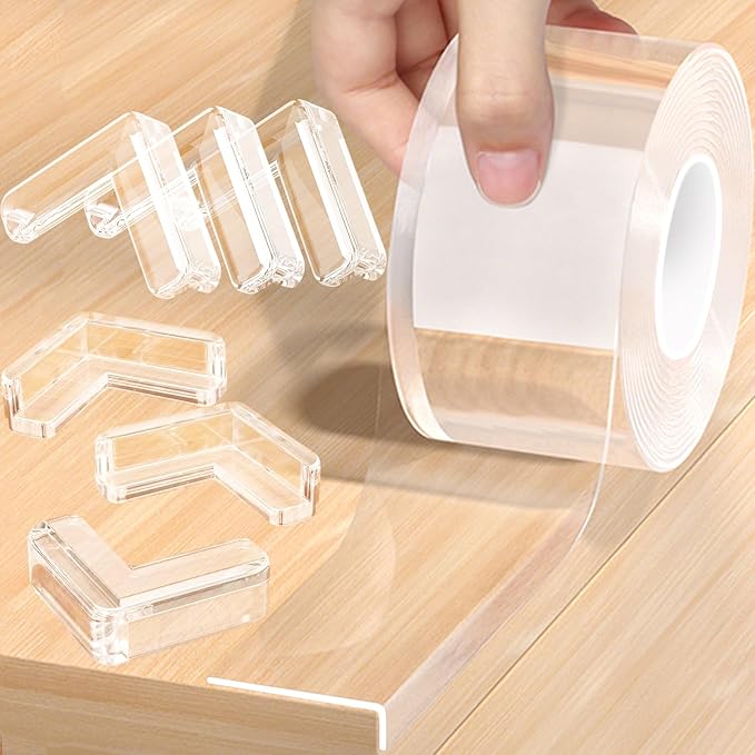 Clear Soft Corner Protectors for Furniture Strip,2 in x 13.12 FT Edge Bumper with 6 Corner Guards,Window Edge,Wall Protector,Table Corner Protectors and Fireplace in Family