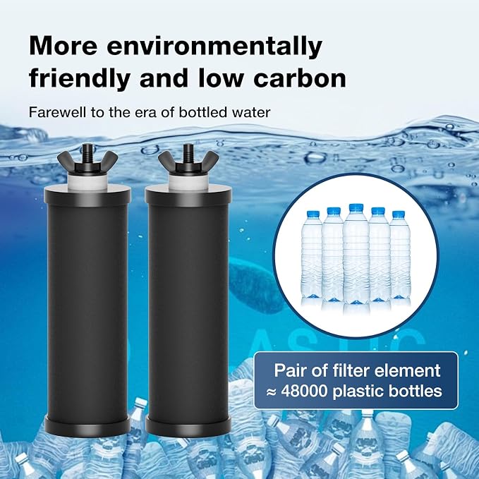 Black Purification Elements, Replacement Filters for ProOne® and Berlkey® Filters, ProOne® Big+ or Berlkey® Big Countertop Gravity Water Filter System, NSF 42&372 Certified(4 Pack)