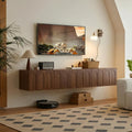 Floating TV Stand, 71 Inch, Wall Mounted, Walnut