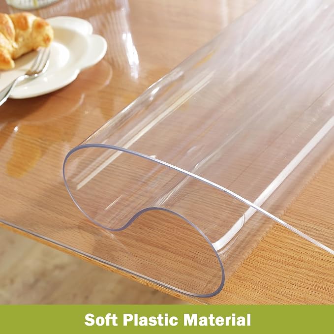 OstepDecor Clear Table Cover Protector 30 x 54 Inch, 1.5mm Thick Plastic Table Cover, Dining Table Protector Pad, Waterproof & Easy Cleaning PVC Desk Mat for Dresser, Coffee & Kitchen Wooden Tabletop