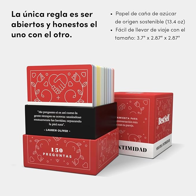 BestSelf Nuestra Intimidad - Spanish Intimacy Deck with 150 Relationship-Building Conversation Starters, Romantic Couples Card Game to Strengthen Communication and Connection