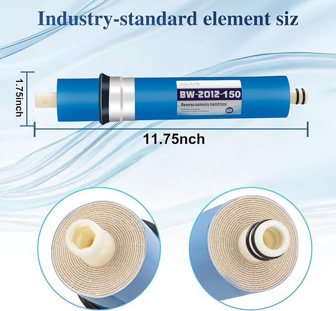 Reverse Osmosis Membrane 150 GPD RO Membrane Water Filter Replacement, 11.75"x1.75" Standard for Under Sink RO Drinking Water Filter Filtration Purifier System