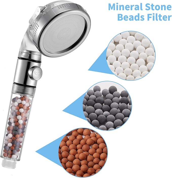 Filtration Stone Beads Filter for Filtered Shower Head, Mineral Stone Bead Balls for Purifying Water (Red Gray White)