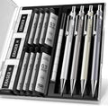 4PCS Metal Mechanical Pencil Set, 0.7mm Medium Point Pack with Storage Case | 480 Leads, 3 Erasers+9 Refills, For School Writing, Sketching, Art Drawing & Professional Drafting