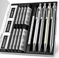 Metal Mechanical Pencil Set, Break-Resistant 0.9mm 4-Pack with Storage Case | 480 Leads, 3 Erasers+9 Refills, For School Writing, Sketching, Art Drawing & Professional Drafting