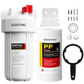 Whole House Water Filter Housing equiped with 10"x4.5" PP Sediment Filters for Well and City Water, Pre-Filtration System for Home, 1" NPT Port, (Housing + PP Filter Combo)