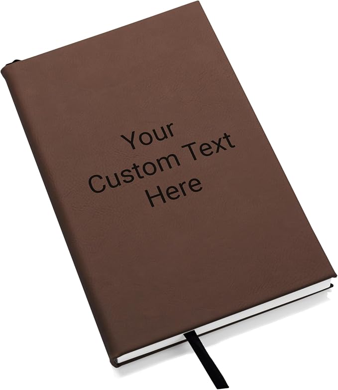 Lifetime Creations Customized Create Your Own Notebook Journal (Dark Brown) - Personalized Hardcover Vegan Leather Journaling Notebooks, Business Gift for Women, Men, Teachers, Professionals
