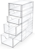 Prsildan Hair Accessories Organizer Acrylic Drawer with 5 Small Drawers | Clear, For Bathroom Vanity Office Desk, Jewelry Makeup Storage