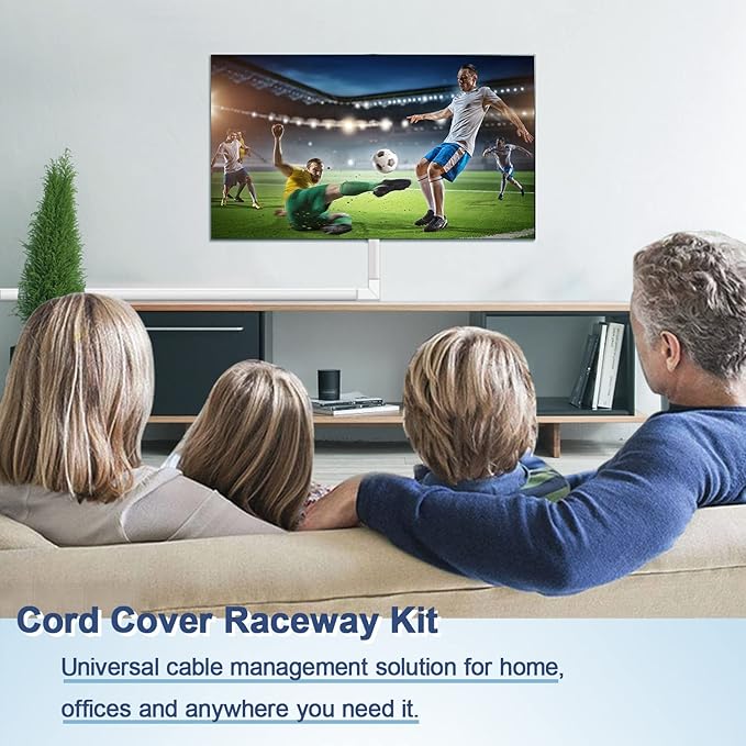 Cord Cover Raceway Kit - 157" Paintable Cable Concealer, Wire Hider for TV Wall Mounting and Wire Management