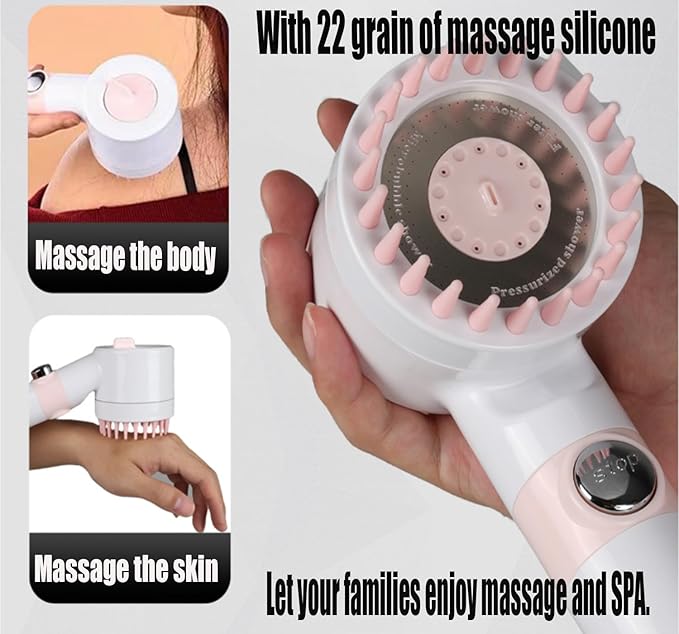 Shower Head with Handheld, Shower Heads High Pressure, High Flow Even with Low Water Pressure-Hand Held Showerhead Set,3 Modes Filtered Showerhead with 59″Replacement Hose/Bracket/Cotton Filters