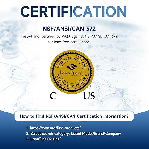 AQUALTRA USF02-BKF Under Sink Filter System, 20K Gal with Faucet, NSF/ANSI/CAN 372 Certified, Reduce PFOA, PFOS, Chlorine, Lead, Mercury, Chloramine, Fluoride, Microplastic Particles, Bad Taste & Odor
