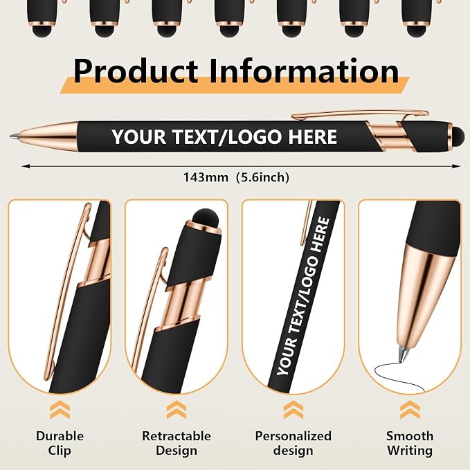 ENOMY Personalized Notebook & 10 PC Pens Gift Set Custom Notebook Journal A5 200 Pages A5 Lined Journal for Men Women Hardcover Notebooks for Work College Graduation Gifts, Gold