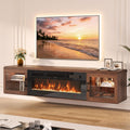 70" Floating TV Stand with Fireplace, Brown